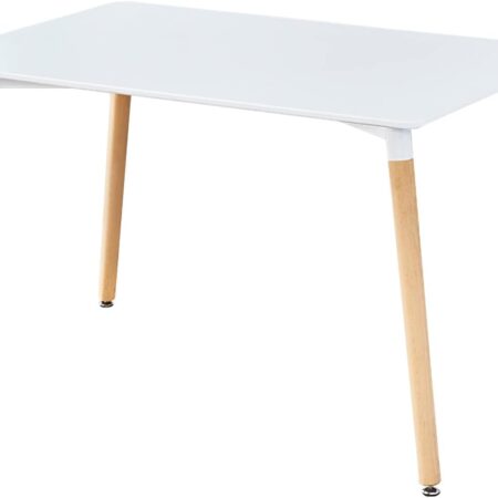 White Dining Table Wood Rectangle Kitchen Table with Adjustable Legs 45 Inch Dining Room Table for Small Space Home Office Dining Room, White & Beige