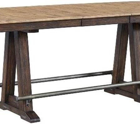 Wood Trestle Counter Table in Driftwood/Sable