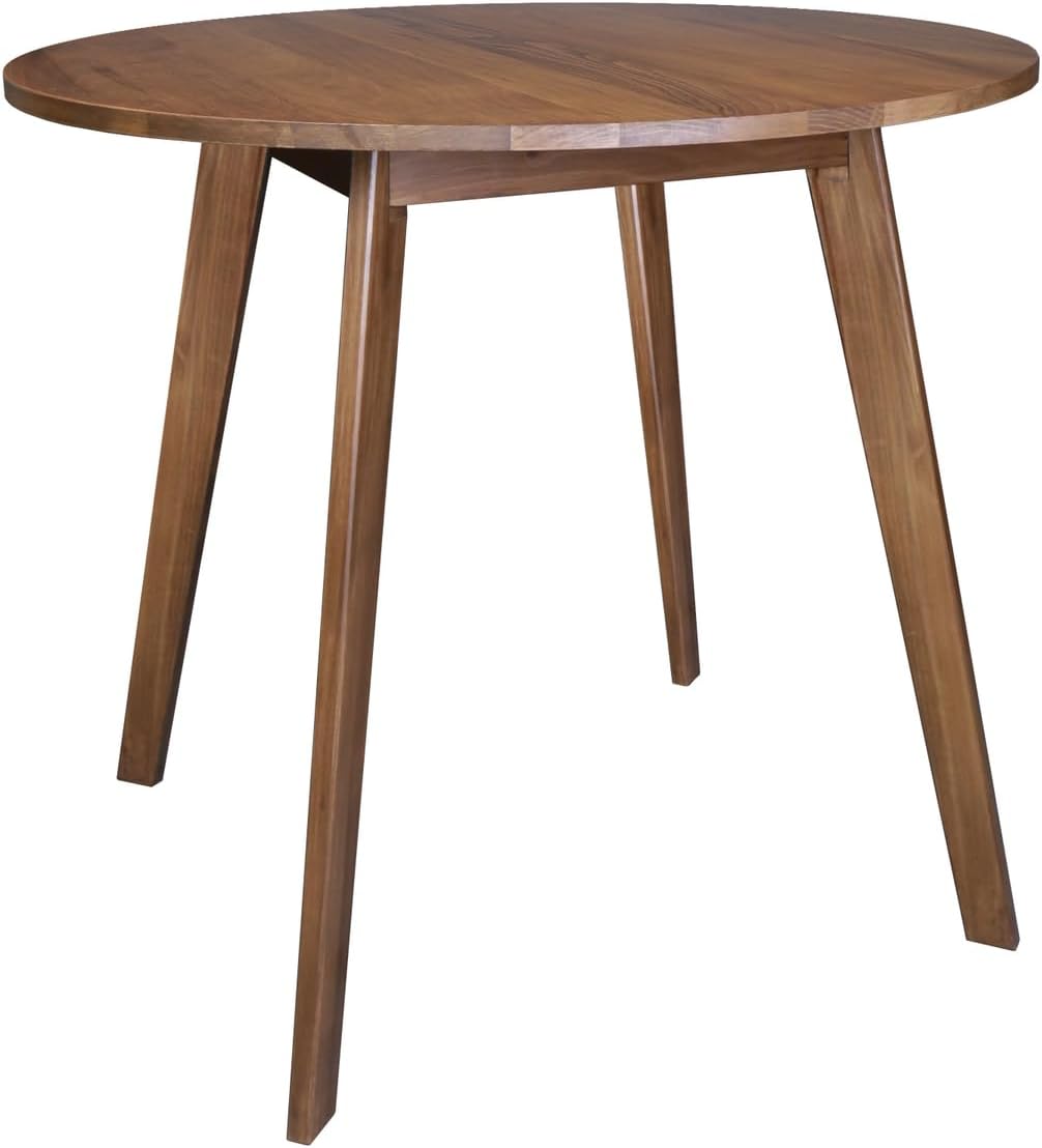 Genuine 100% Hardwood Round Dining Table - Hand-Wiped Walnut