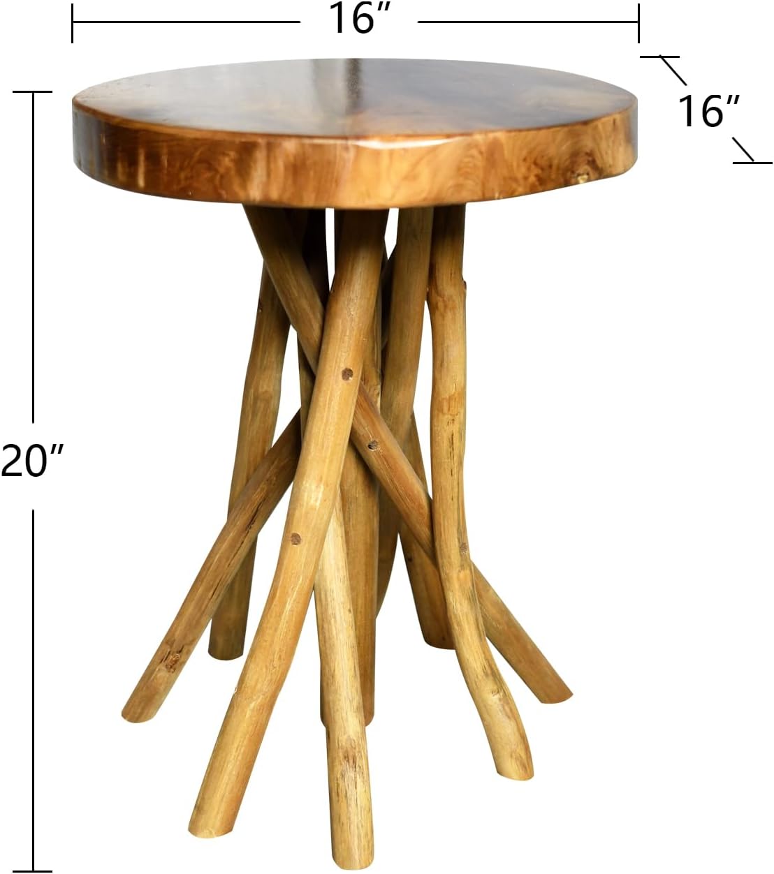 Solid Teak Stick-Leg Side Table, 16x20 Inch - Image 2