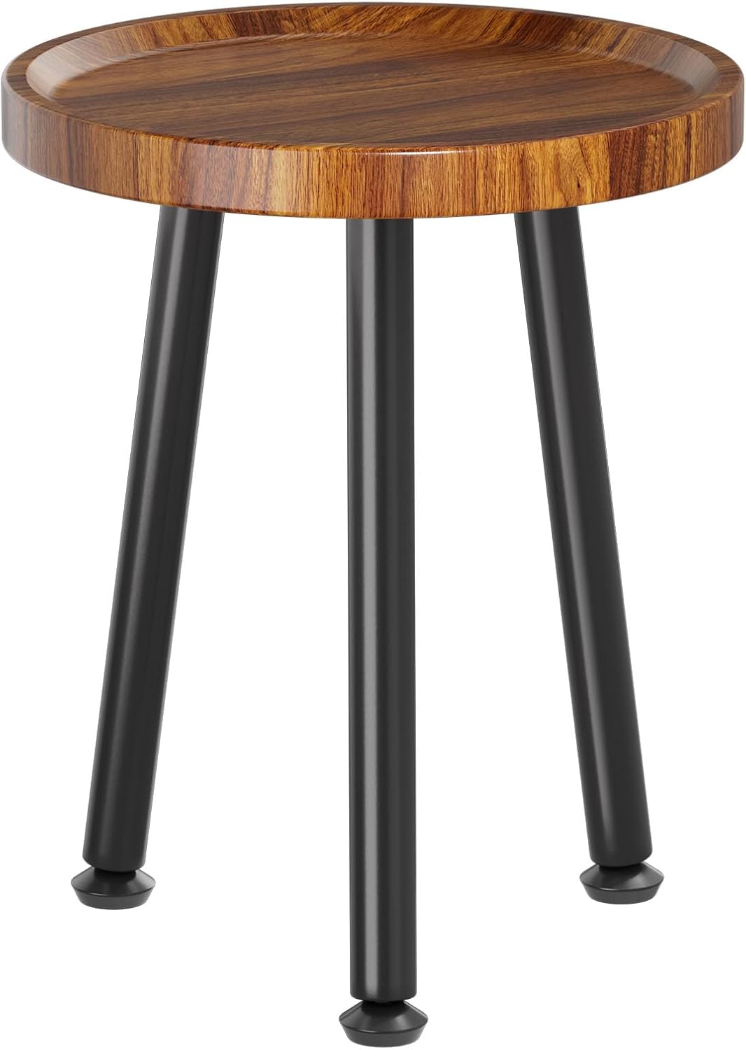 Mid-Century Walnut Plant Stand Side Table, Raised Edge