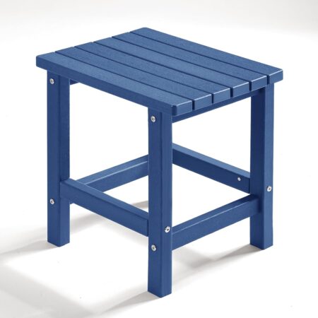 Square Side Table, Outdoor Side Tables, Weather Resistant End Table for Patio, Backyard, Pool, Indoor Companion, Beach, Easy Maintenance (Navy Blue)