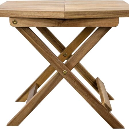 Wooden Folding Table - Natural Acacia Wooden Small Foldable End Coffee Tables - Certified Solid Wood Patio Side Table - Weather Resistant & Fully Assembled - Indoor and Outdoor