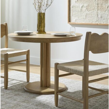Scalloped Dining Room Table, Tan, 30" H 42" W 42" D