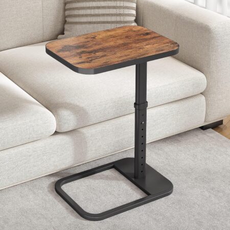 Adjustable C-Shaped TV Tray Table with Flip-Top